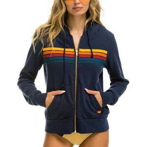 Aviator Nation 5 Stripe Hoodie- Navy